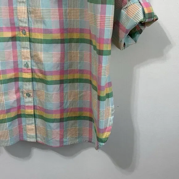 Crown & Ivy Top Blouse 2X Plus Roll Tab Sleeve Button Front‎ Easter Pastel NEW - Picture 2 of 10